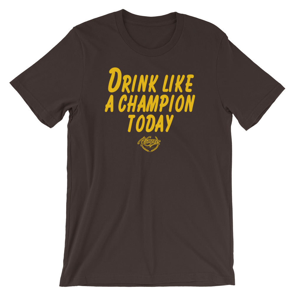 Drink Like a Champion T-Shirt (Brown/Yellow)