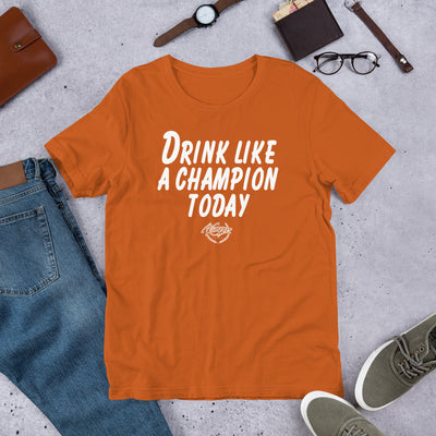 Drink Like a Champion T-Shirt (Burnt Orange/White)
